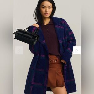Anthropologie NVLT plaid eyelash coat